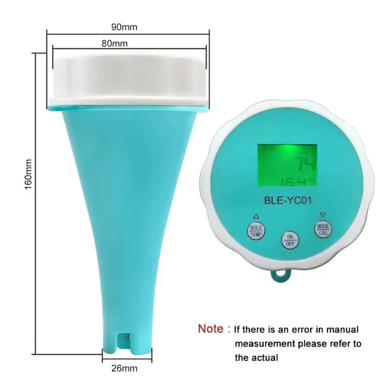 Factory Direct Sale BLE-YC01 6 In 1 Chlorine/PH/TDS/EC/ORP/TEMP Meter Online Floating Pool Meter For Swimming Pool Bathtub