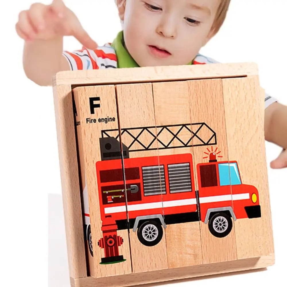 Puzzle d'animaux en bois correspondant Montessori trafic bois Puzzle jouets dessin animé Animal exquis éducatif jouets