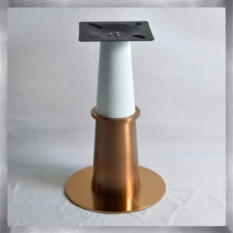 

Light luxury hardware table feet Stainless steel disc table feet Rose gold dining table Steel frame Pagoda-shaped two-color