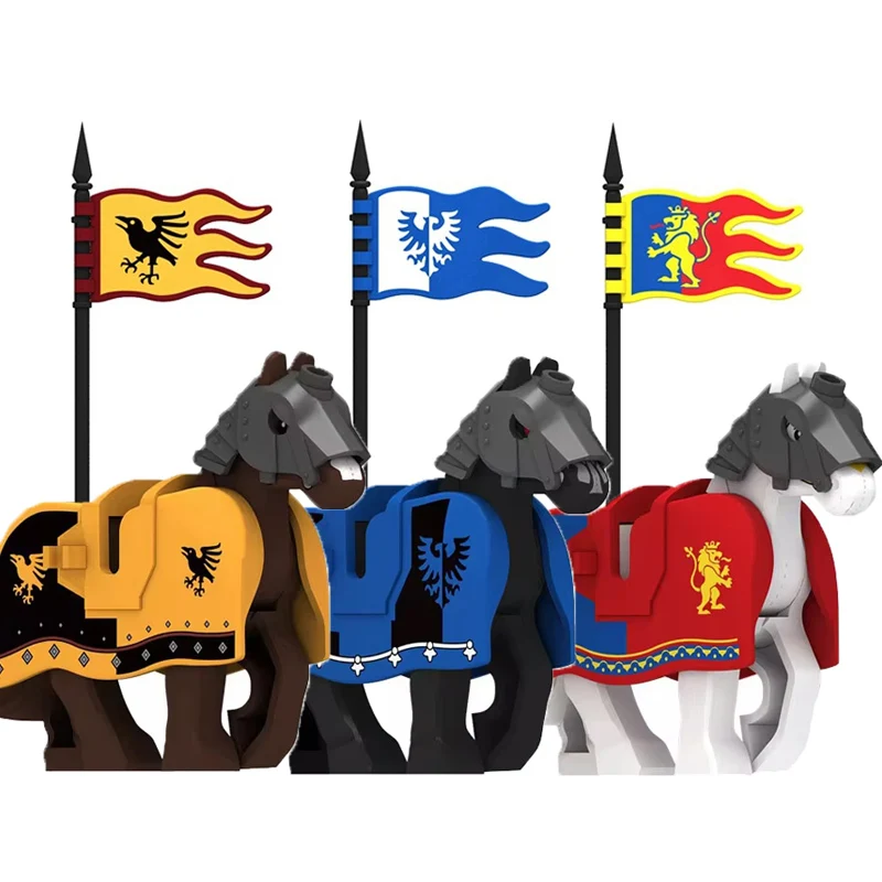 Blocs de construction militaires château médiéval aigle noir Dragon bouclier soldat figurines cadeaux accessoires équipement bouclier armure jouets