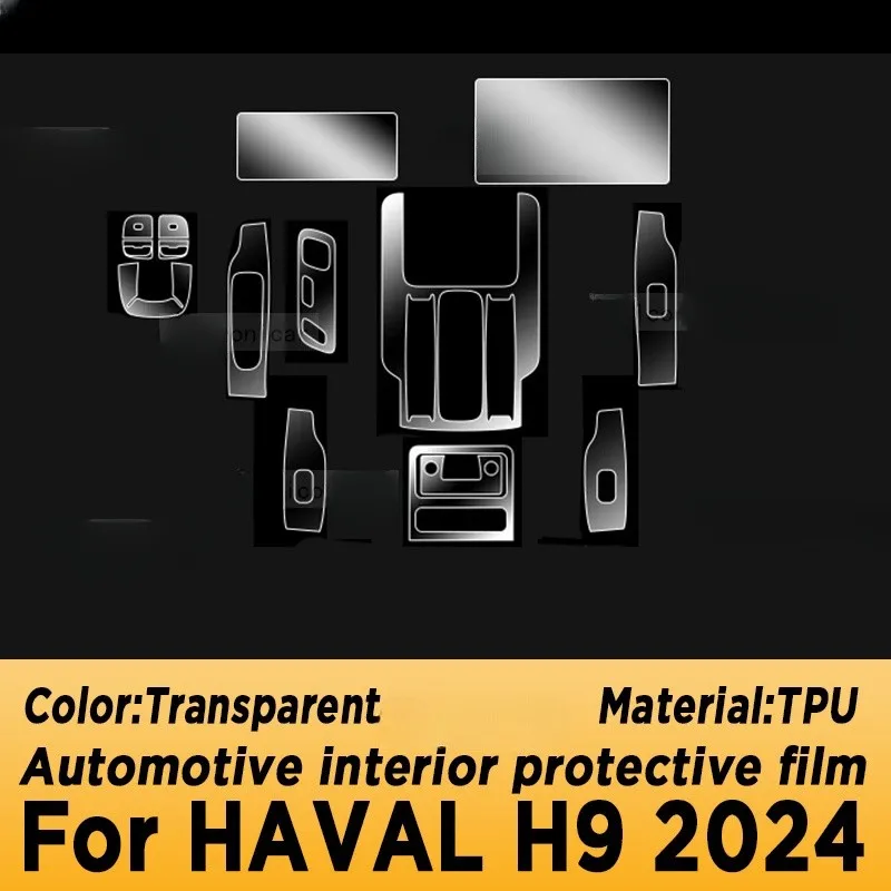 For HAVAL H9 2024 Gearbox Panel Dashboard Navigation Automotive Interior Protective Film TPU Anti-Scratch Accessories