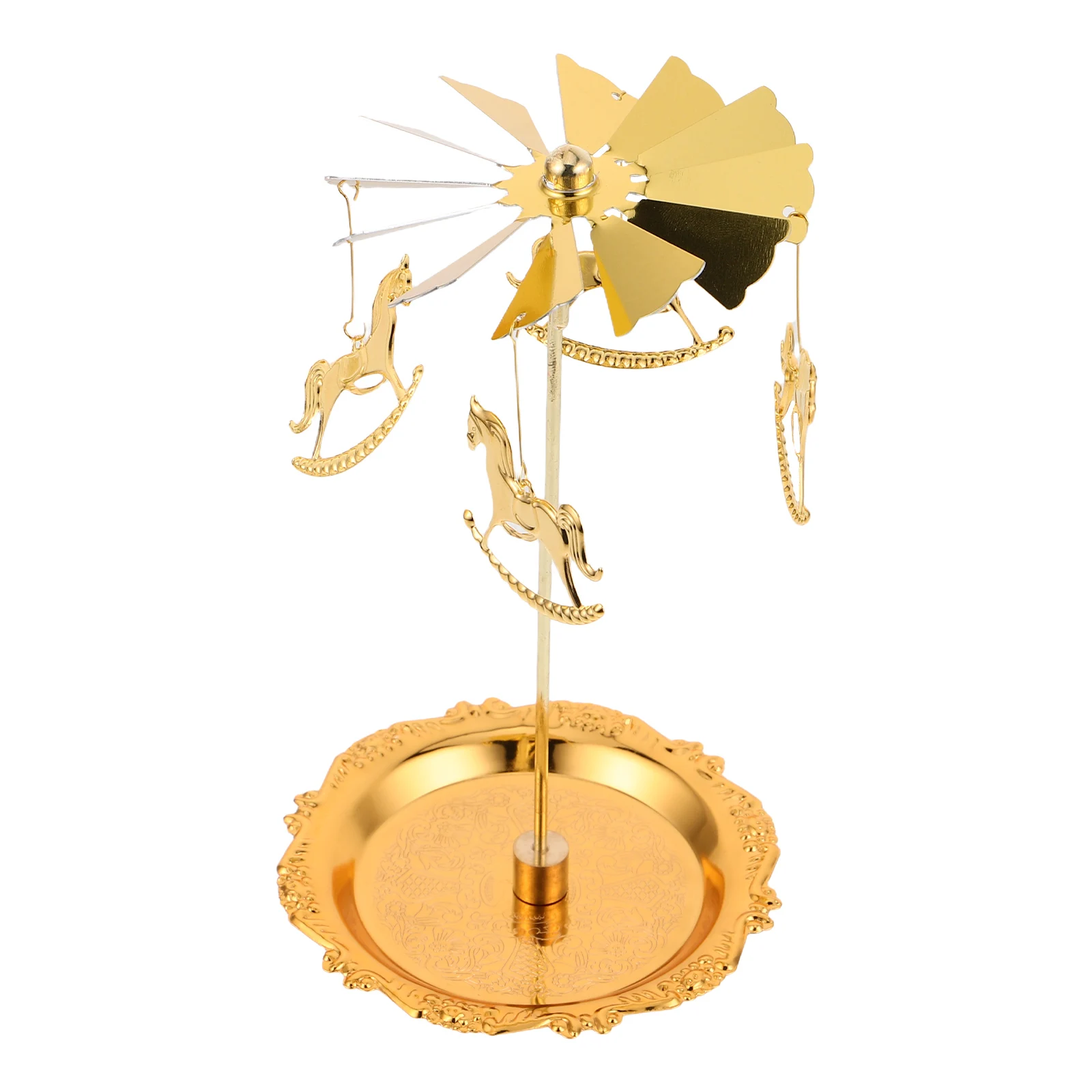 

Rotating Metal C Holder Elegant Tea Light Romantic Atmosphere Carousel C Durability Functional Votive Holder