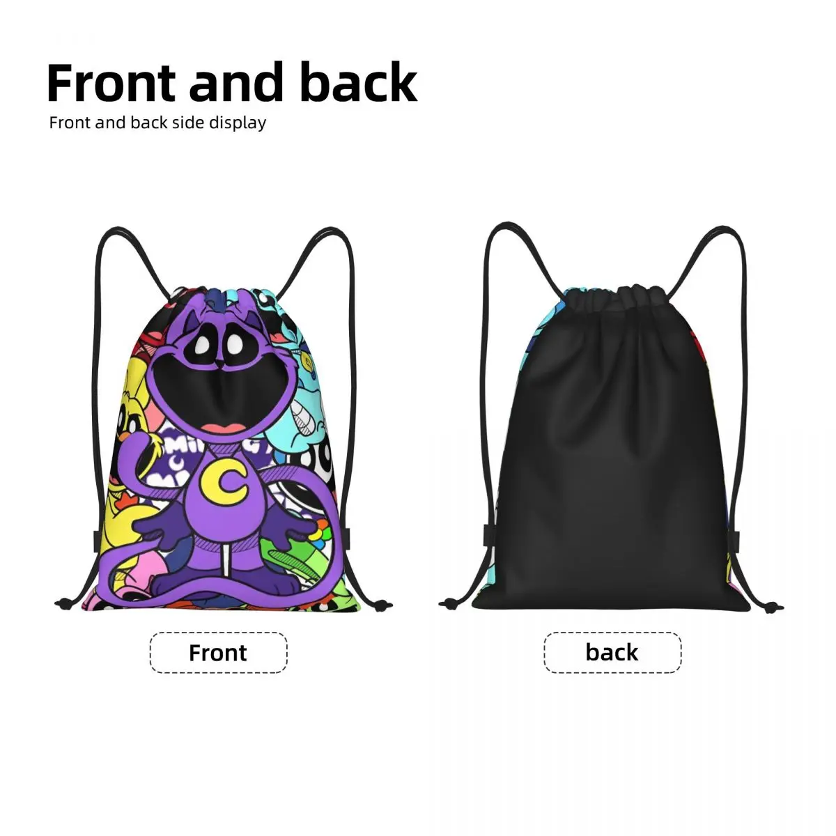 Smiling Critters Cartoon Anime zaino con coulisse palestra sport Sackpack String Bags per il ciclismo