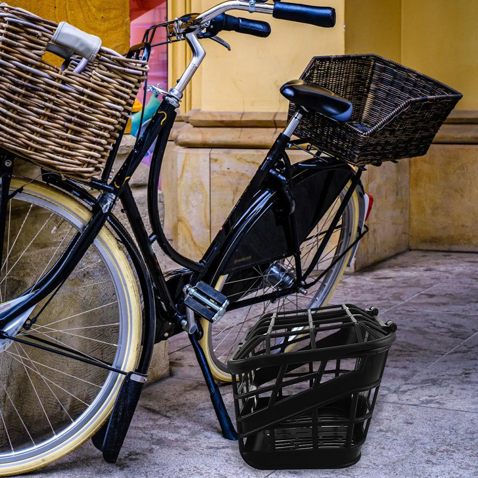 

Plastic Bike Basket Front Handlebar Bicycle Storage Lid for Groceries Vegetables Shopping Outdoor Cycling Accessories