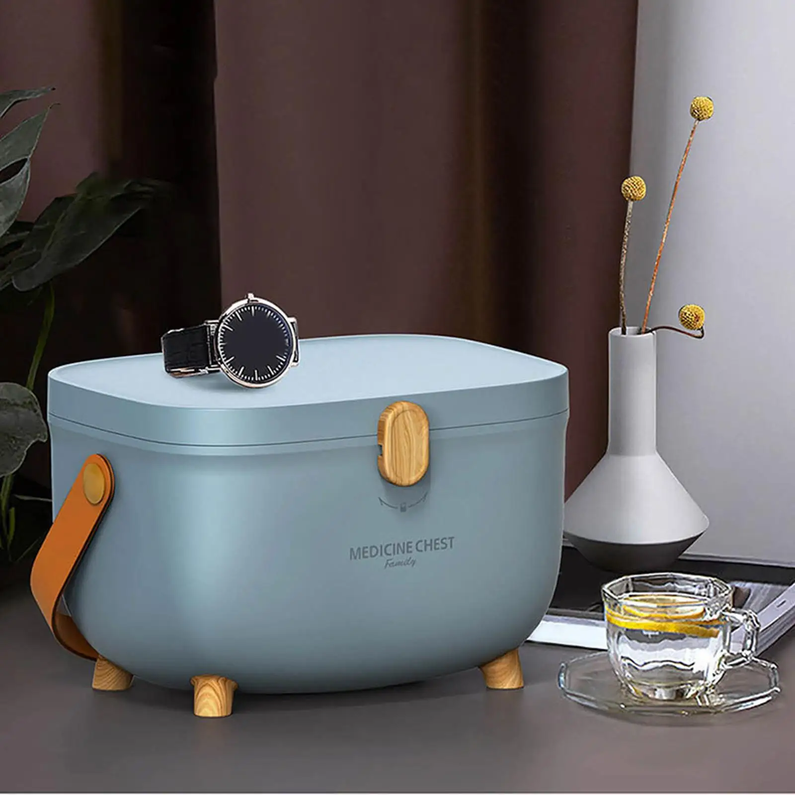 صندوق تخزين الإسعافات الأولية، صندوق حاوية متعدد الأغراض مقاوم للغبار مع مقبض