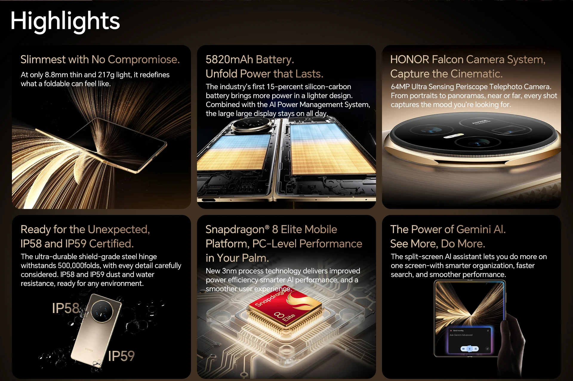 HONOR Magic V5 Global Version Foldable Smartphone Snapdragon 8 Elite 7.95" OLED Display 5820mAh Battery 66W NFC 50MP Cameras