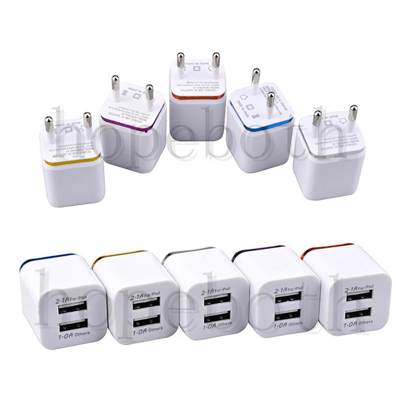 1000Pcs USB Charger Dual/2 Port EU/US 5V 2A Travel Wall Adapter Mobile Phone USB Charge For iPhone Samsung Huawei LG Smart Phone