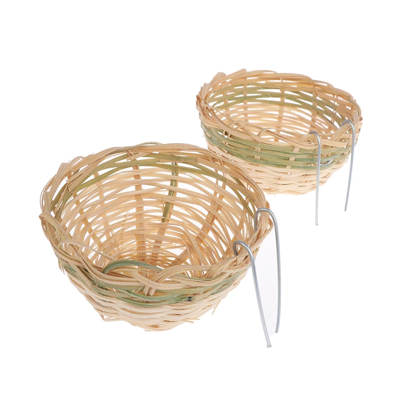 6pcs Handmade Bamboo Bird Breeding Nest Bed for Parakeet Canary Finch Swallow