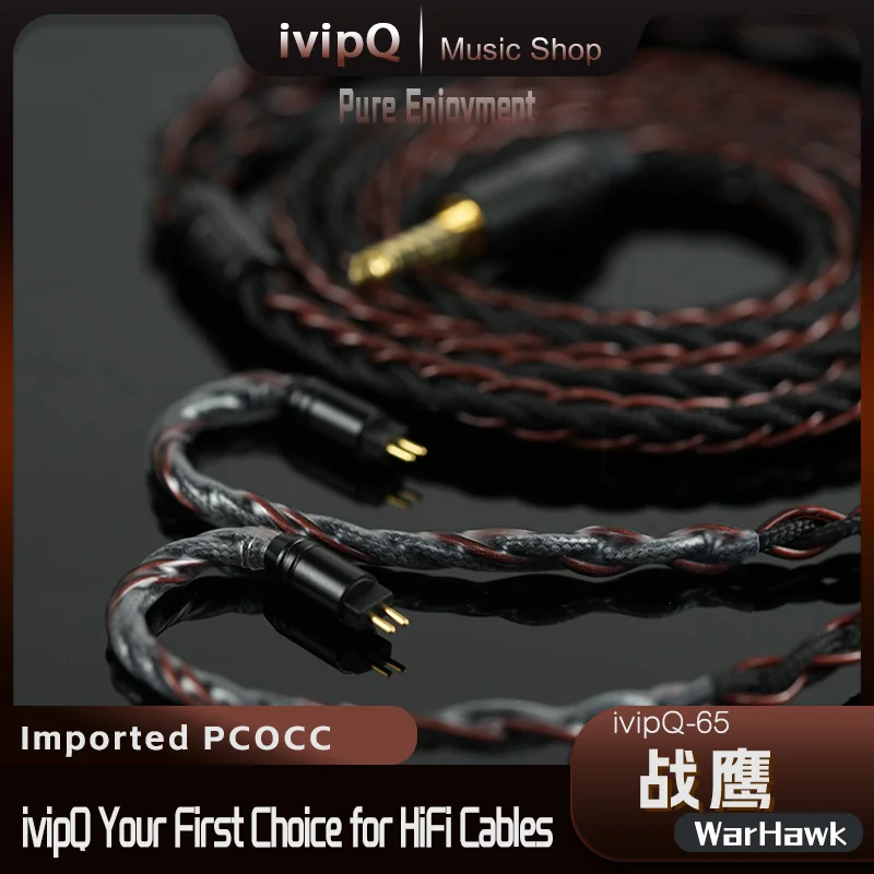 ivipQ-65 الحرب الصقر اليابان المستوردة PCOCC النحاس HiFi سماعة كابل 3.5/4.4 مللي متر 2Pin 0.78/MMCX/HD800 سوبر موصل IEM ترقية سلك