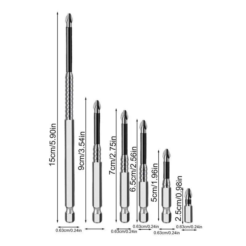 Magnetic Bit Set Anti-Slip Electric Bit Set Of 6 Heavy-Duty Shock-Proof Magnetic Drills For Construction Work Woodworking