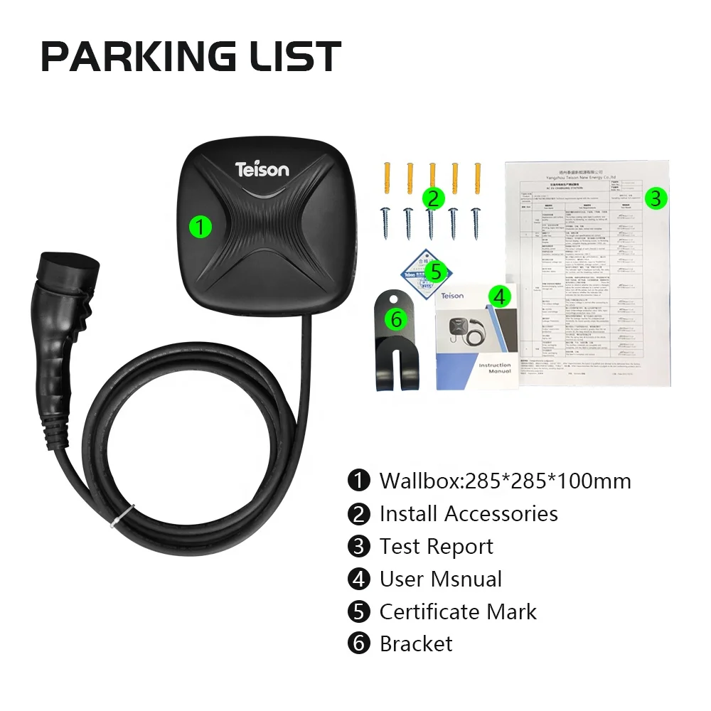 Teison-4G/Wifi/RFID 활성화 EVSE ocpp 월박스 충전기, 앱 레벨 2 층 장착 EV 충전 스테이션