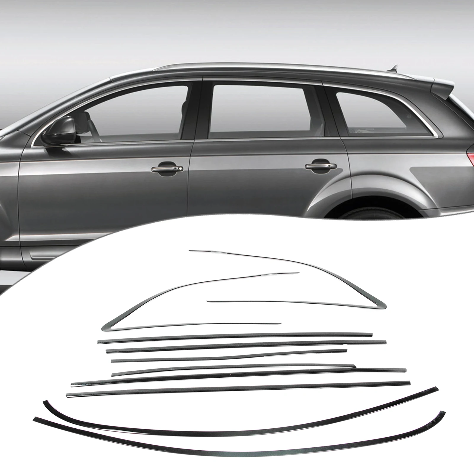 Außenfensterleisten-Zierleiste, glänzend schwarz, Tür-Seitenrahmen, Dichtungsstreifen-Schutz, Styling-Abdeckung für Audi Q7 2006–2015