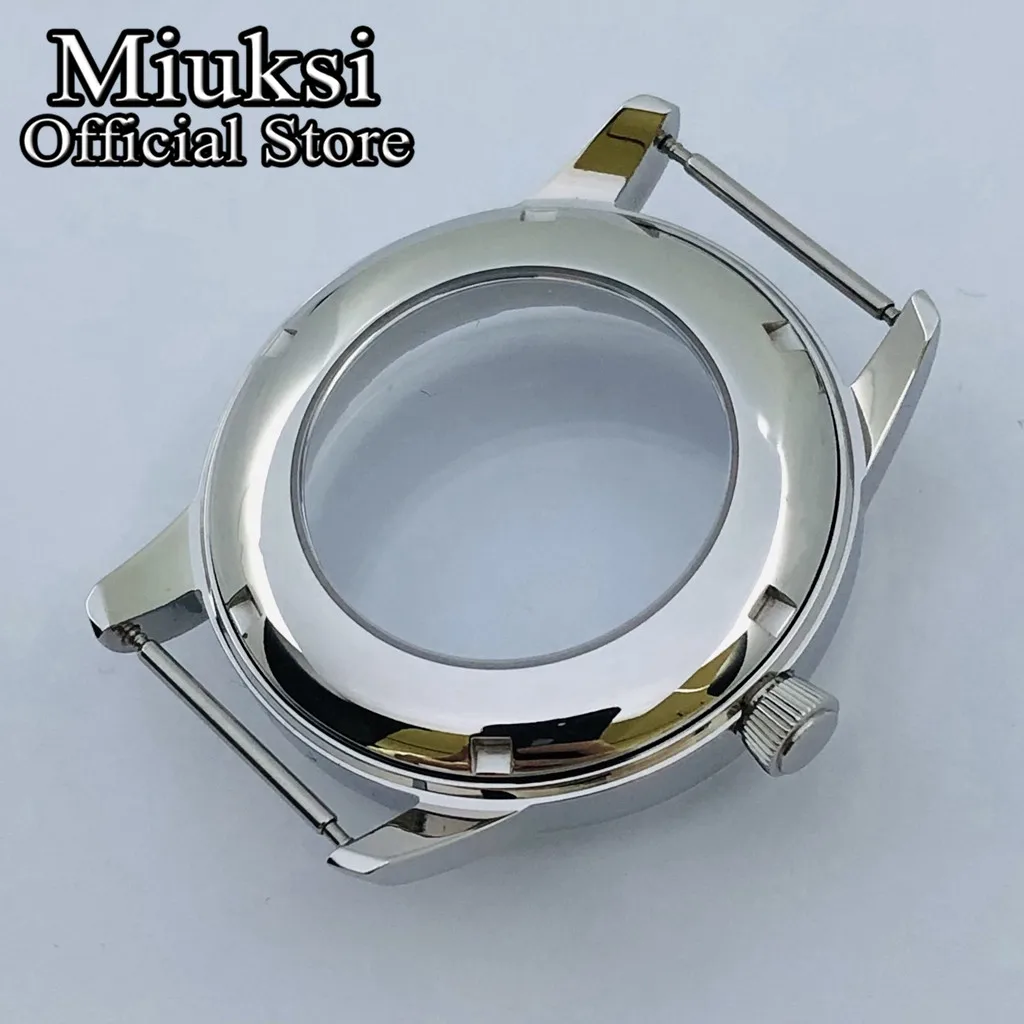 Miuksi 40mm silver watch case bubble dome glasss fit NH34 NH35 NH36 NH38 NH70 NH72 movement