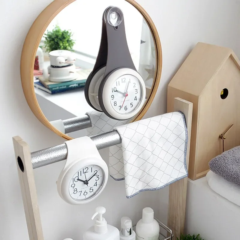 Bathroom Clock Creative Silicone Suction Cup Waterproof Anti-drop Silent Home Bathroom Kitchen Refrigerator Small Wall Clock