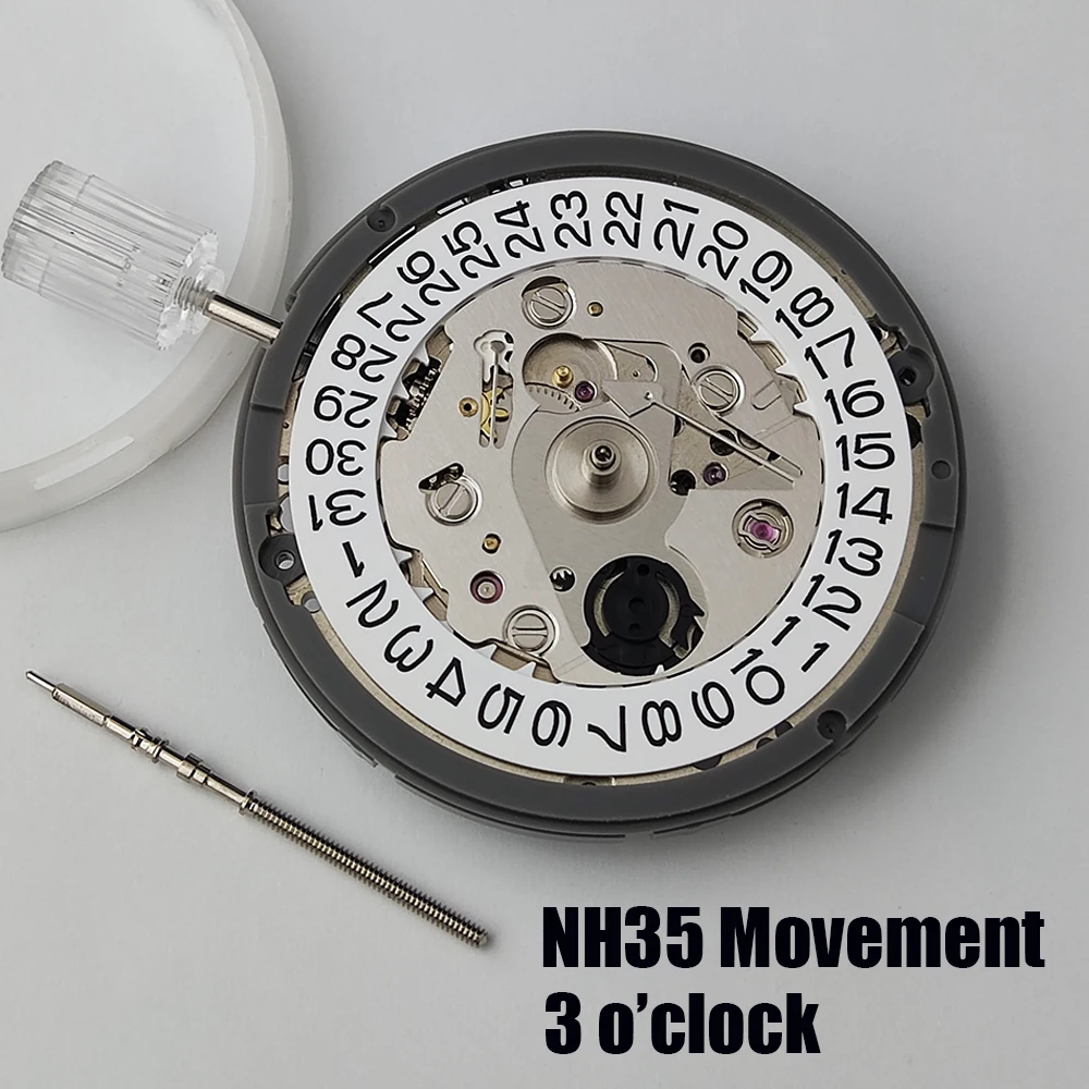 Japan Original NH35/NH35A Mechanical Movement With Black Date Window Luxury Automatic Watch Replacement Kit High Precision