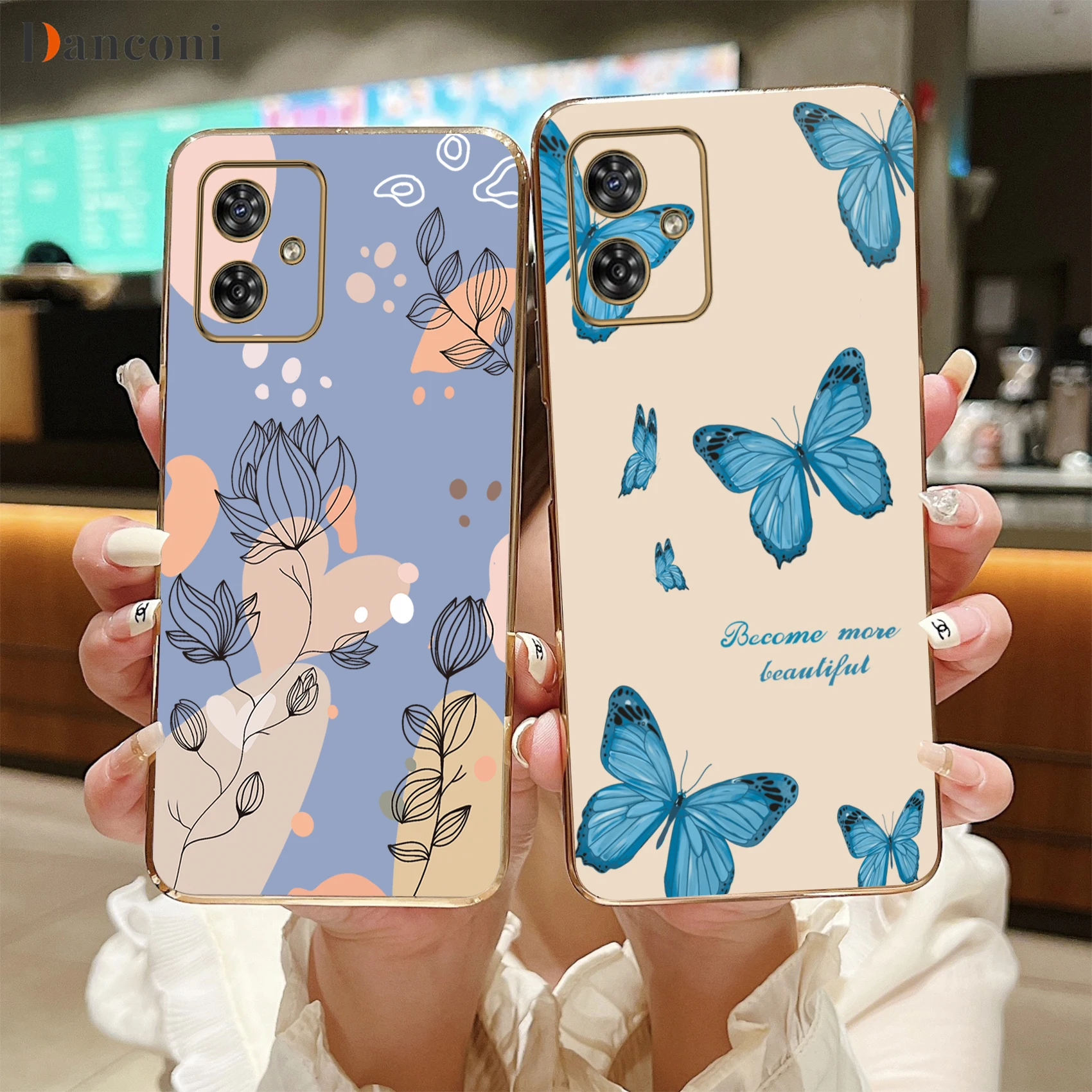 G54 Delicate Plant Luxury Plating Phone Case For Motorola Moto G54 Shatterproof Camera Protection Moto G54 Soft Back Cover