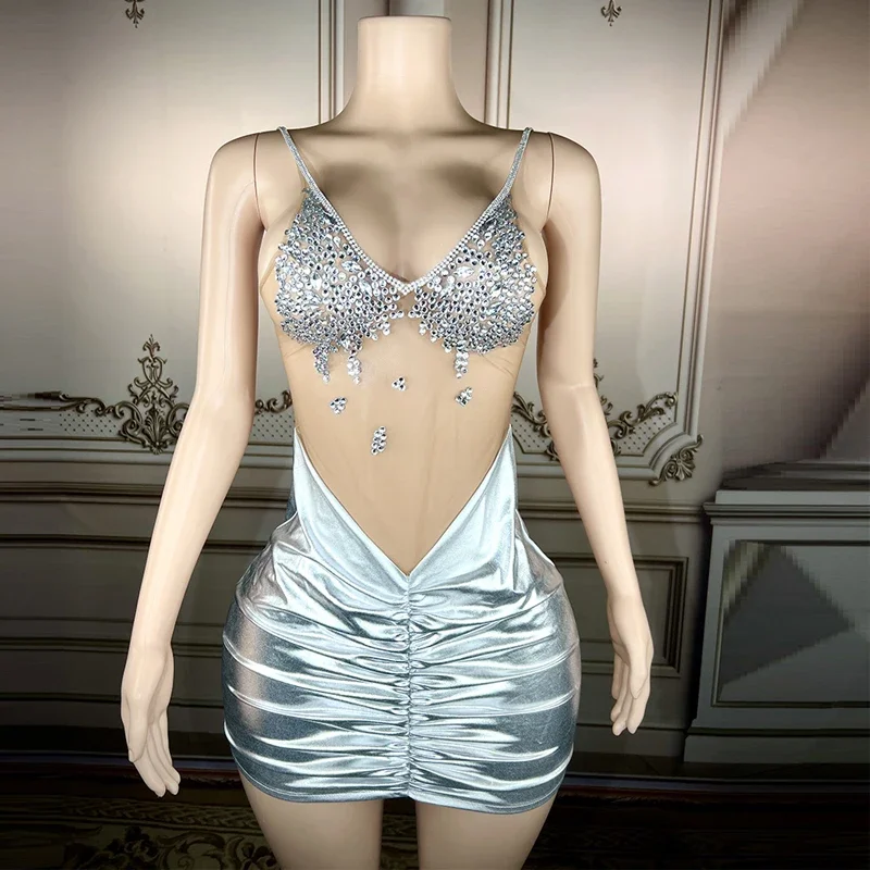 セクシーな魅力ラインストーンホルターカットアウトドレス誕生日祝うコスチュームフェスティバル衣装女性イブニングドレスクラブウェア XS55813633