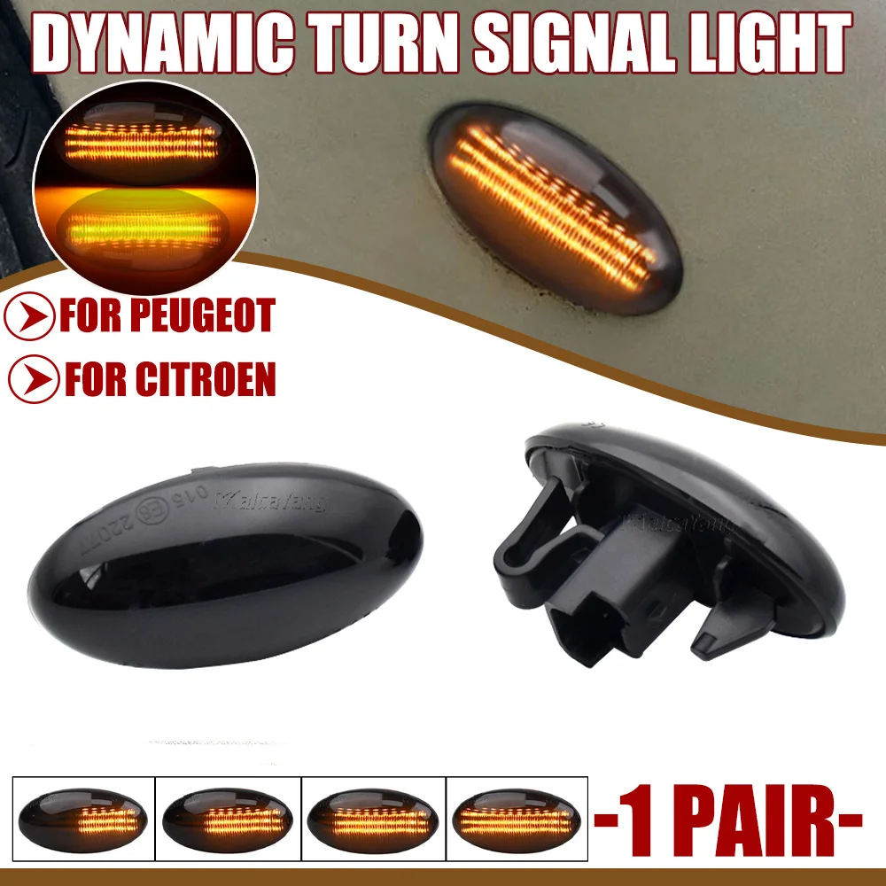 2x luz LED de posición lateral de señal de giro dinámica para Peugeot 1007 107 108 206 301 307 407 4007 607 Partner Expert Traveller