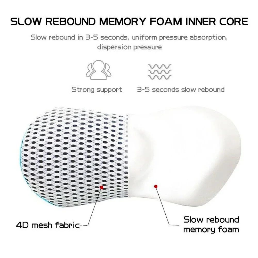 Washable Mesh Car Neck Support Pillow, Butterfly Curved Memory Foam Headrest Cushion, Reduce Neck Soreness for Car, Road Travel