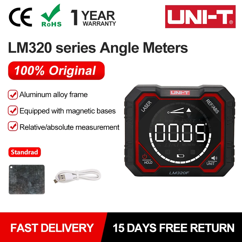 UNI-T Digital Inclinometer Magnetic LM320D LM320E LM320F Laser Angle Meter Electronic Protractor Angle Leveling Tool