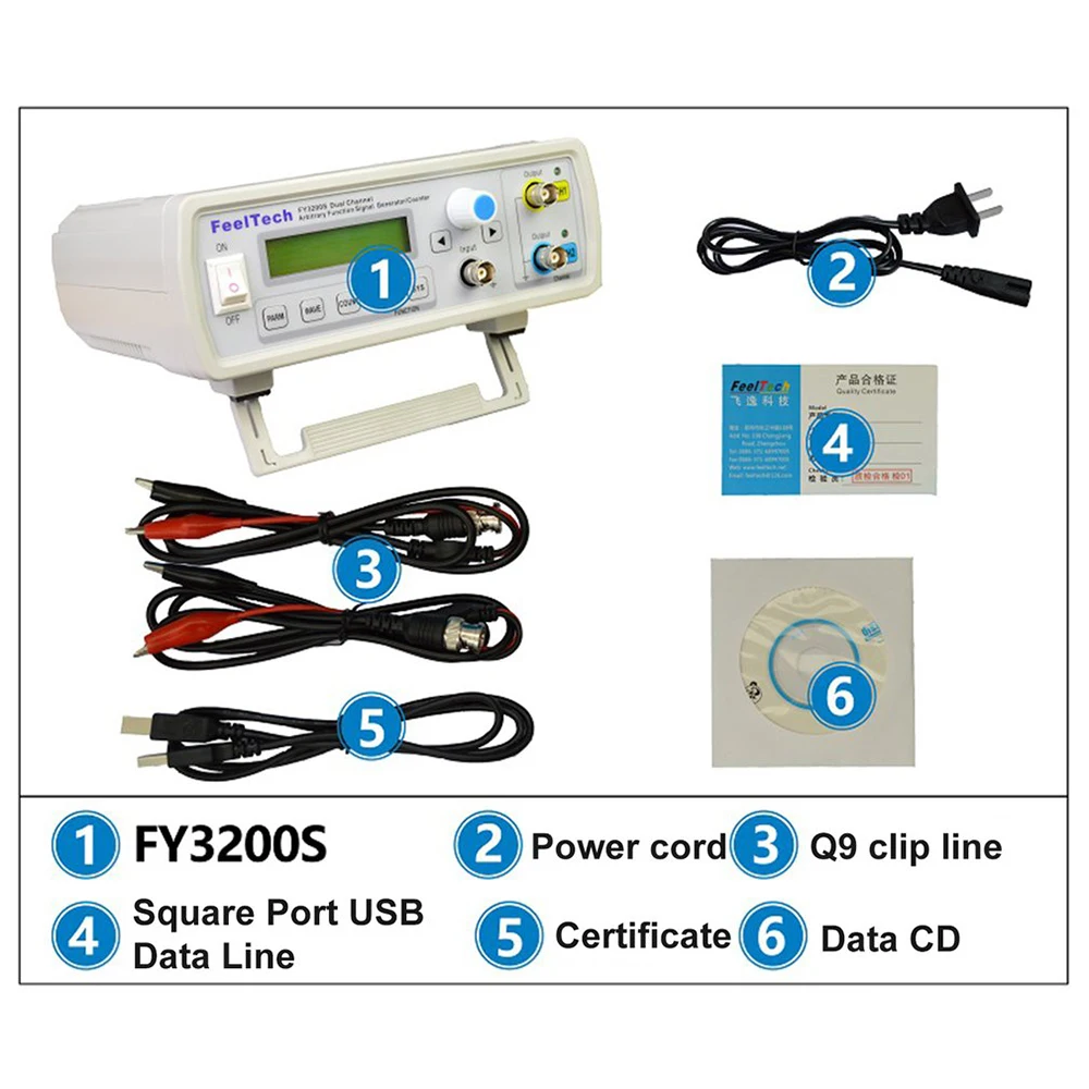 FY3200S 6/12/20/24/25MHz Digital DDS Função de canal duplo Gerador de fonte de sinal Forma de onda arbitrária/Medidor de frequência de pulso