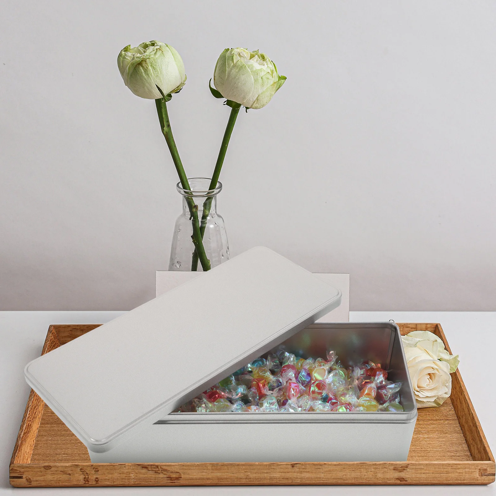 

2pcs Cookie Packaging Box: Rectangular Tinplate Storage Container For Biscuits Snacks Candy Craft Supplies Holiday Gift