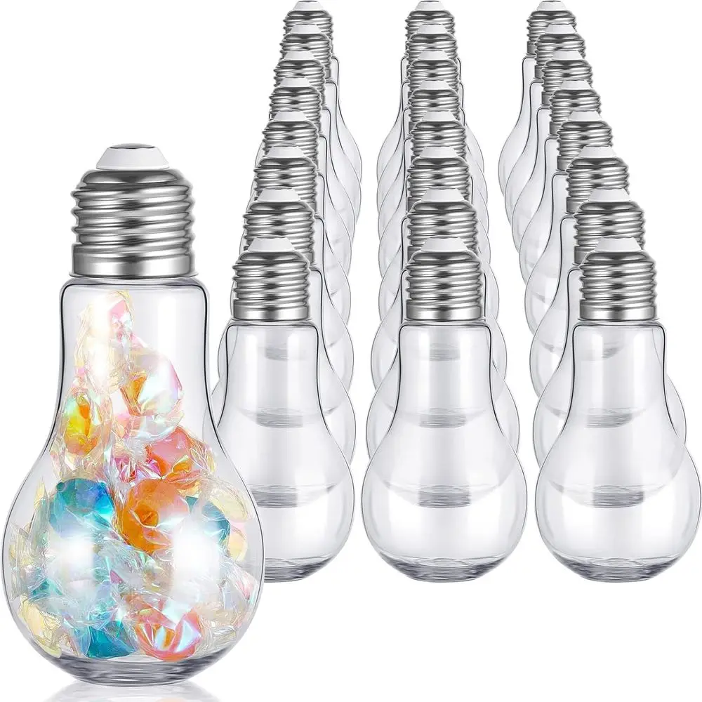 

Набор из 36 пластиковых банок-лампочек объемом 200 мл (6,8 унции), прозрачные банки для конфет, вазы-лампочки, рождественские украшения, контейнеры для хранения с крышками