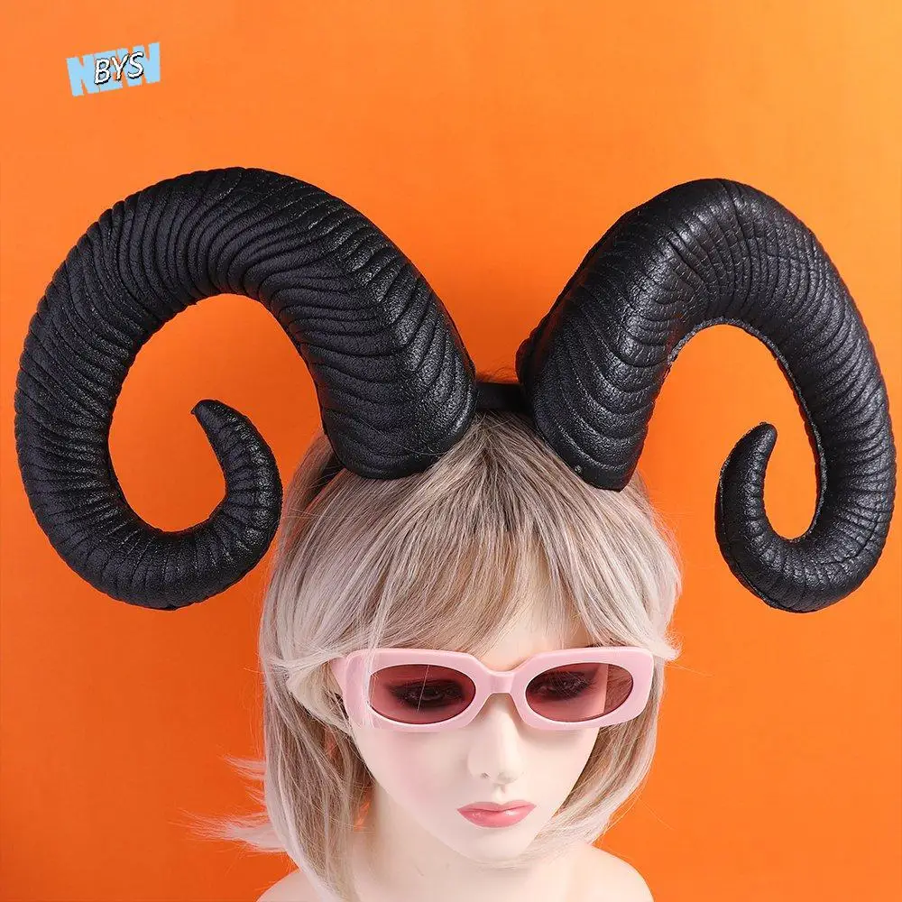 

Funny Pu Halloween Demon Horns Headband Headpiece Cosplay Headband Devil Ox Horn Hairband Headwear Stage Performance Props Men