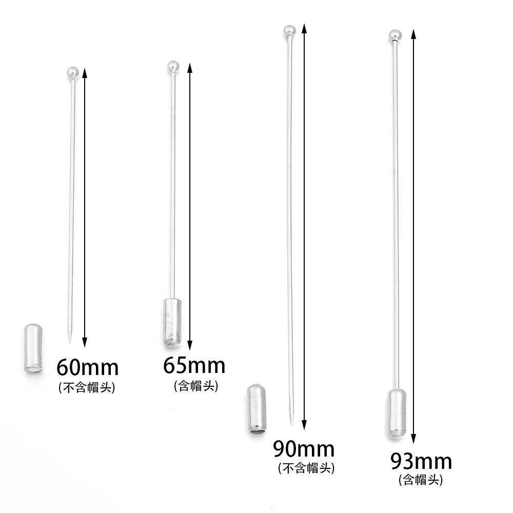 10pcs/lot 60/90cm Rhodium Color Copper Length Head Brooch Safety Pins For Jewelry Findings DIY Shirt Pins Tie Clip Collar Brooch view 5