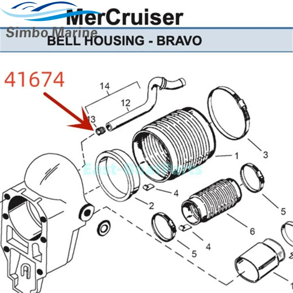 For Mercruiser Bravo Bellhousing Gimbal Water Hose Tool Insert kit 43579 41674T