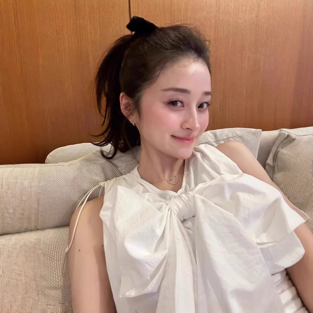 

Gagarich Summer New Japanese Minimalist Design Silhouette Bow Shirt Dry Comfortable Loose Slimming Top Blouse Women