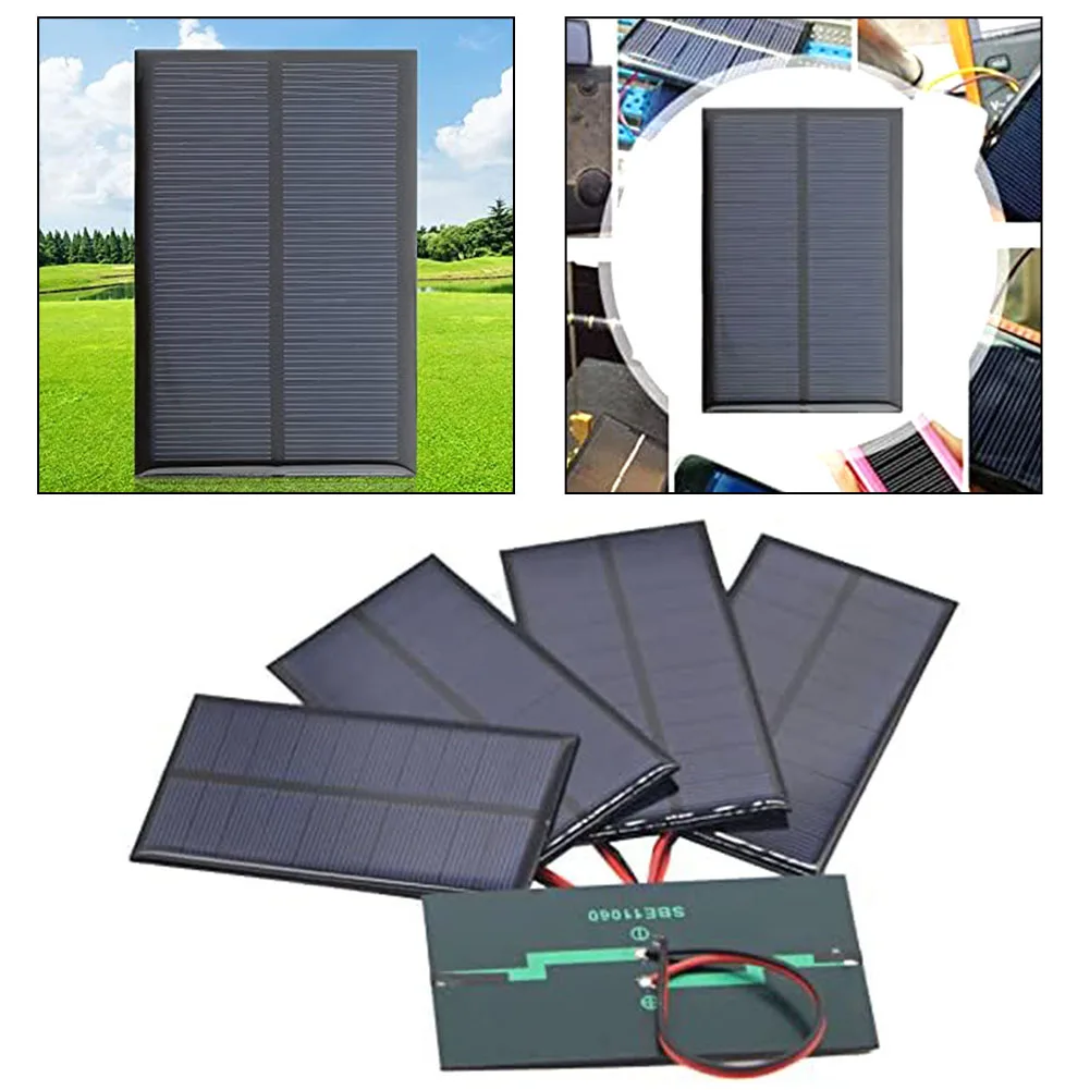 5Pcs Solar Panels With 10cm Wire 5V 200mA Photovoltaic Solar Cells Kits For Home Lighting Low-power DC Appliances