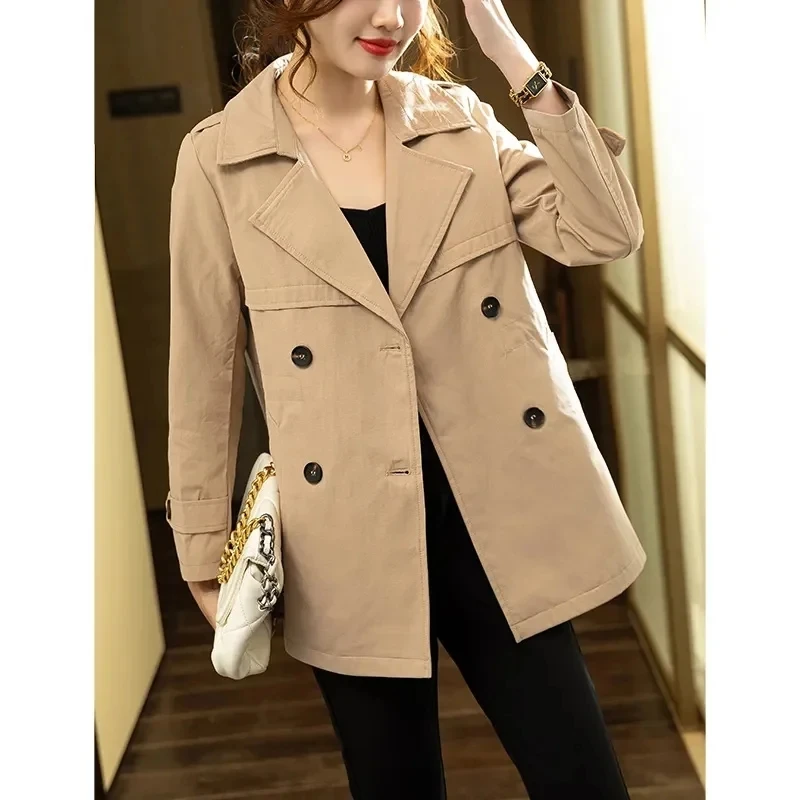 

New Spring Autumn Pure Colour Trench Coat Women Korean Double Breasted Loose Casual Coat Overcoat Windbreaker Female Outerwear