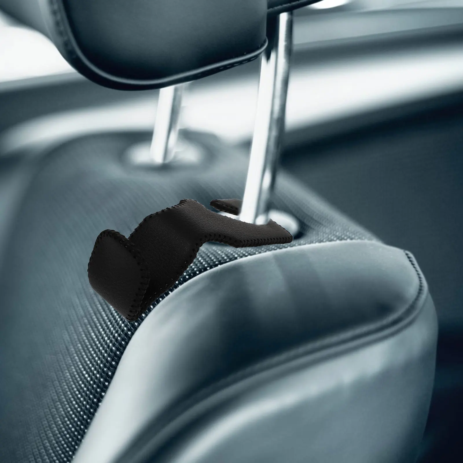 

2pcs Car Seat Hook PU Multi-functional Adjustable Storage Hooks for Headrest Hangers Handbag Organizer Car Interior