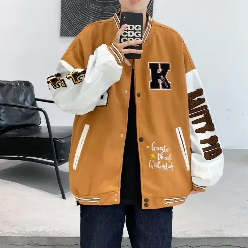 

Autumn Winter Retro Quilted Embroidered Baseball Uniform Jacket Men And Women Korean Loose Tide Street Jacket Y2k Hip-hop Shirt