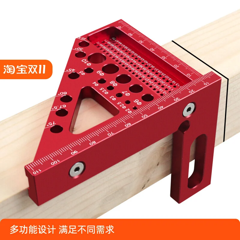 Triangular belt concealed pin aluminum alloy right angle marking hole ruler measurement metric and imperial system