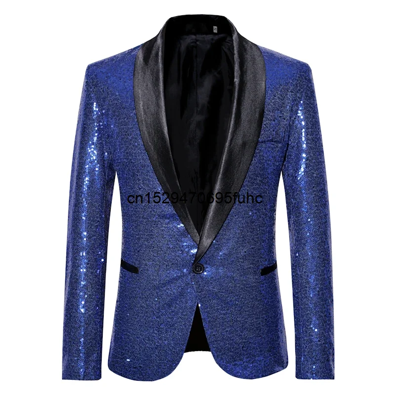 Shiny Gold Sequin Glitter Embellished Blazer Jacket Men Nightclub Prom Suit Coats Mens Costume Homme Stage Clothes For singers