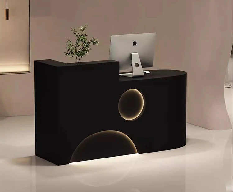 

&c Modern Style Salon Reception Desk Round Wood MDF with Baked Paint for Clothes Shop or Storefront