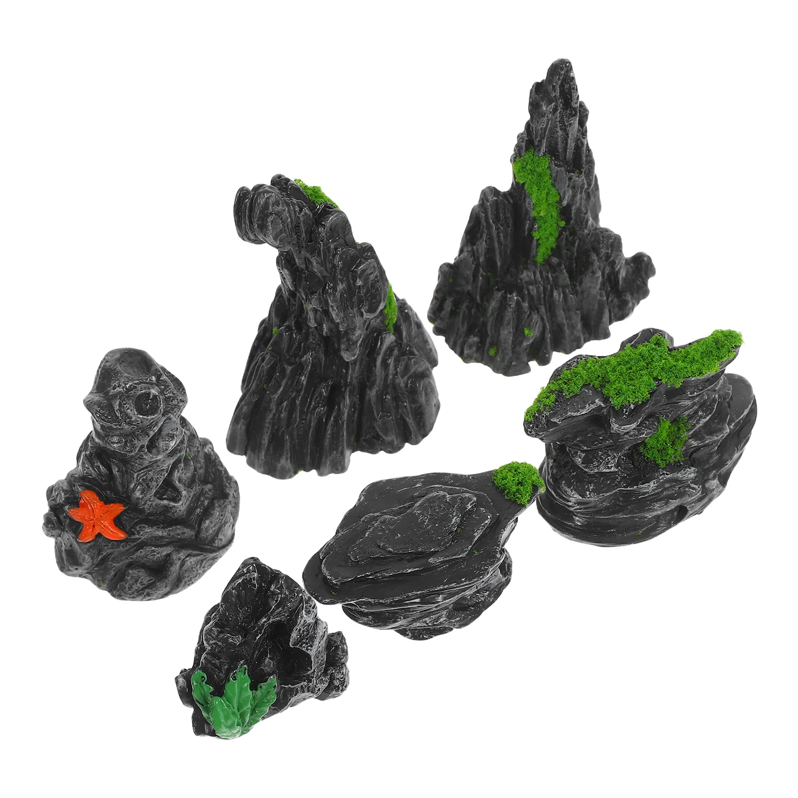 

6Pcs Mini Aquarium Rock Cave Decor Resin Stone Natural Textured Fish Tank Hideout Miniature Underwater Landscaping Betta Shrimp