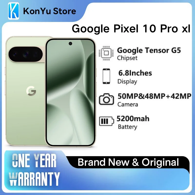 Google Pixel 10 Pro XL - Triple Rear Camera System Tensor G5 Fast-Charging 24+ Hour Battery and 6.8