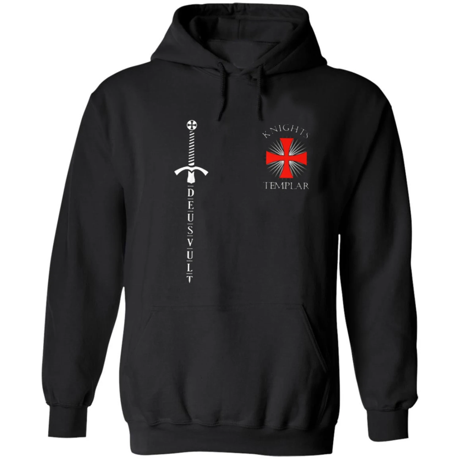 

Crusader Cross Symbol "DEUS VULT" Sword Knights Templar Pullover Hoodie New 100% Cotton Comfortable Casual Mens Sweatshirts