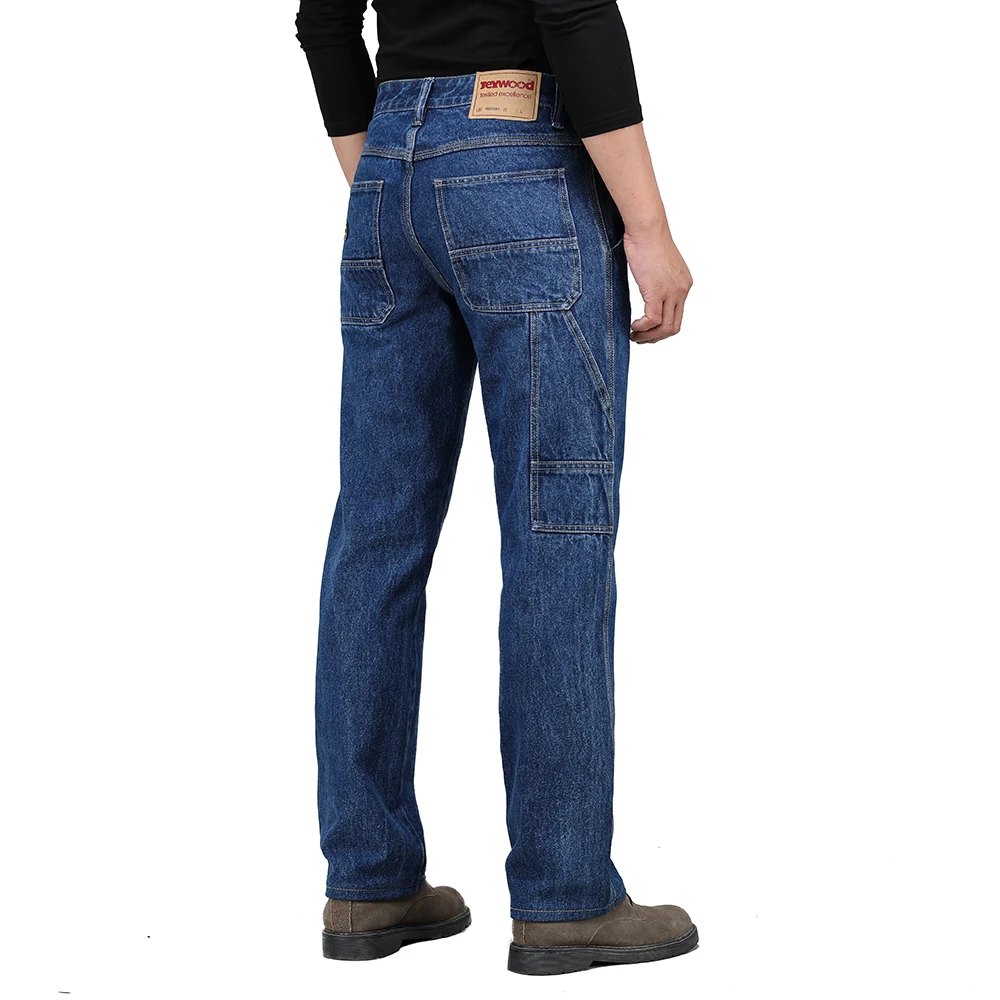 Winter Autumn High Waist Thick Cotton Fabric Jeans Men Casual Classic Straight Jeans Male Denim Multi-Pocket Pants Trousers