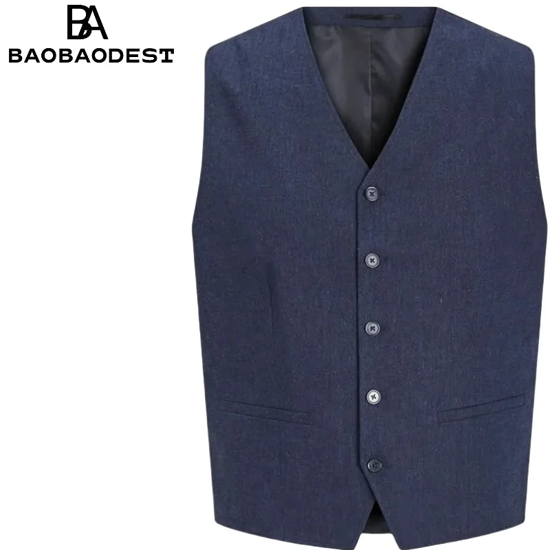 

Men's Linen Waistcoat Vest - Breathable Summer Formal Slim Fit Suit Vest for Wedding, Business, Party - Custom Sizes