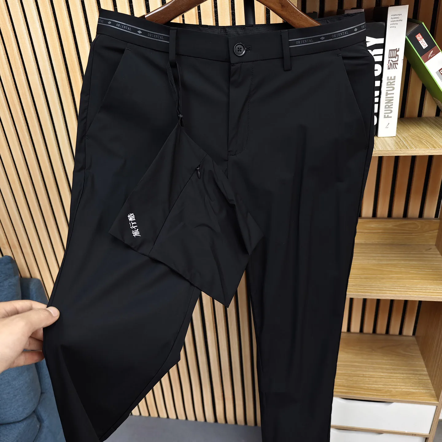 

Travel Casual Pants Men's Long Summer Thin Pure Color Printed Waist Faion Ci Straight Tube Pants for Men