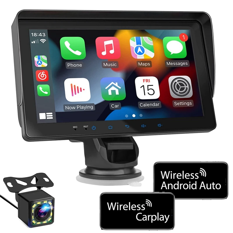 Wireless Carplay Android Auto, Portable Touch Screen Automatic Multimedia Player, Car Stereo With Mirror Link/Bluetooth Durable