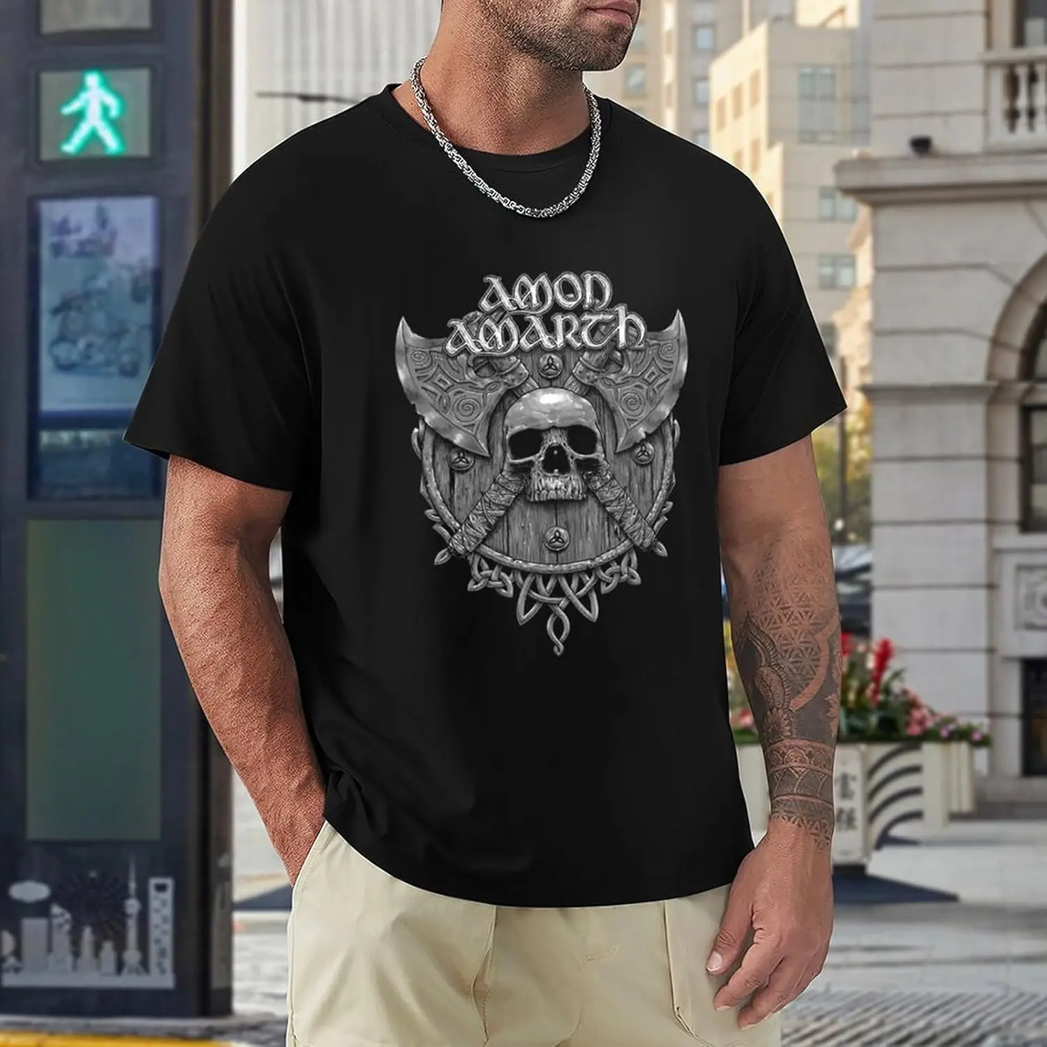 Amon Rock Amarth Metal Band T Shirt Men's Cool Tee Cotton Loose Short Sleeves Tshirt