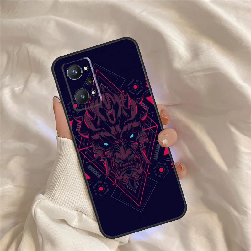 حافظة قناع شيطان أوني هانيا لهاتف Realme GT7 Pro GT6 C67 C65 C63 C61 C55 C53 C51 C35 C71 C75 10 11 12 13 14 Pro Plus