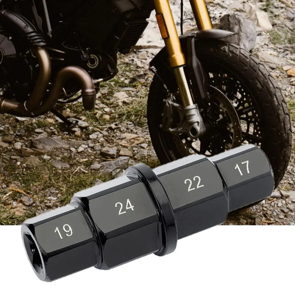 

Motorcycles Hex Axle Tool 17, 19, 22, 24 mm Hex Allen Axle Spindle Tool Durable Construction Multifunction Multi Purpose 4-In-1