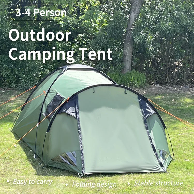 

Customizable 3-4 Person Double Layer Polyester Family Tent Waterproof Windproof For Outdoor Camping Fiberglass Pole For Travel