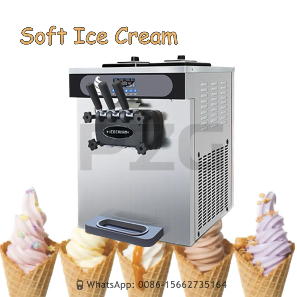 22 ~ 25L/H Commercial Soft Ice Cream Making Machine 3 รสชาติ 2000W Ice Cream Machinery สําหรับธุรกิจ